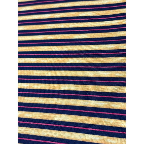 Debi Hubbs Timeless Treasures Striped Fabric 2007 19" x 44" Yellow & Navy Cotton - Picture 5 of 7